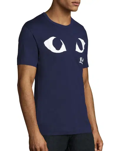 Comme des Garçons PLAY Men's Short Sleeve Eye T-Shirt - Navy - Size Medium | Thumbnail 4
