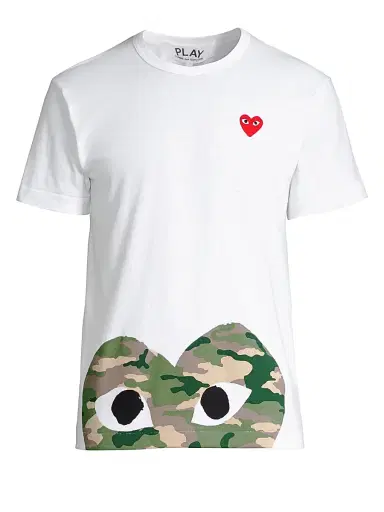Comme des Garçons PLAY Men's Half Camo Heart Tee | Thumbnail 1 Comme des Garçons PLAY Men's Half Camo Heart Tee | Thumbnail 1