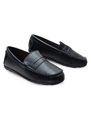 Moustache Faux Leather Penny Loafers - Black 8.5 (Toddler) | Thumbnail 2