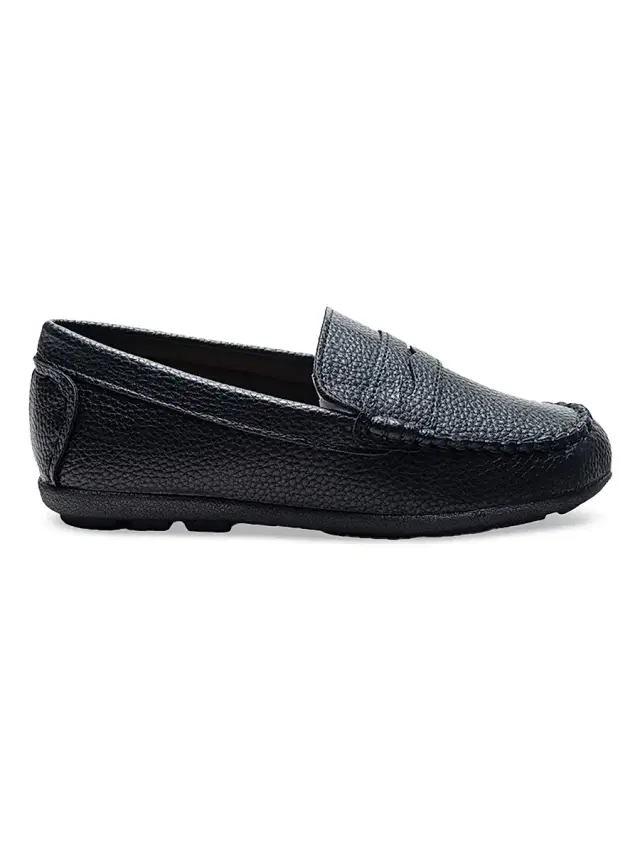 Moustache Faux Leather Penny Loafers - Black 8.5 (Toddler)