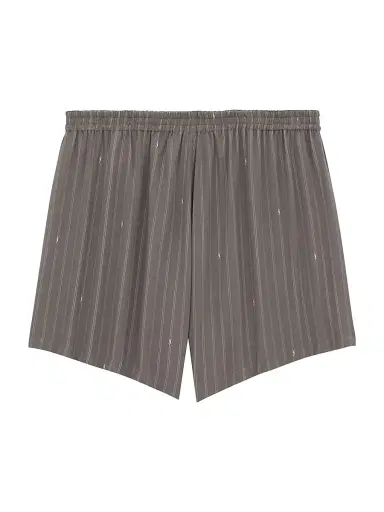 Saint Laurent Men's Cassandre Shorts in Striped Silk Crepe De Chine - Gris - Size Small | Thumbnail 2 Saint Laurent Men's Cassandre Shorts in Striped Silk Crepe De Chine - Gris - Size Small | Thumbnail 2