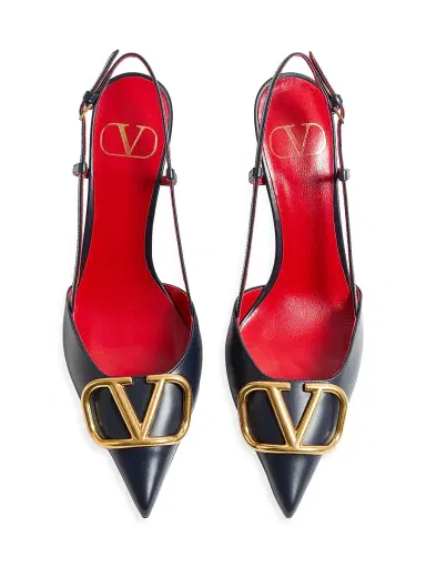 Valentino Garavani Women's VLogo Signature Calfskin 80MM Slingback Pumps - Black - Size 4.5 | Thumbnail 4 Valentino Garavani Women's VLogo Signature Calfskin 80MM Slingback Pumps - Black - Size 4.5 | Thumbnail 4