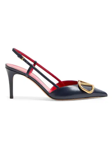 Valentino Garavani Women's VLogo Signature Calfskin 80MM Slingback Pumps - Black - Size 4.5 | Thumbnail 1 Valentino Garavani Women's VLogo Signature Calfskin 80MM Slingback Pumps - Black - Size 4.5 | Thumbnail 1