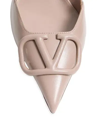 Valentino Garavani Women's VLogo Signature Calfskin 80MM Slingback Pumps - Poudre | Thumbnail 5