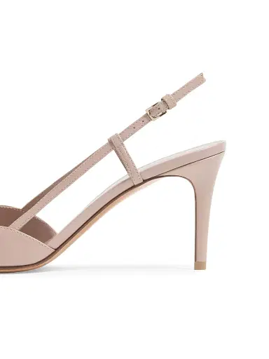 Valentino Garavani Women's VLogo Signature Calfskin 80MM Slingback Pumps - Poudre | Thumbnail 6