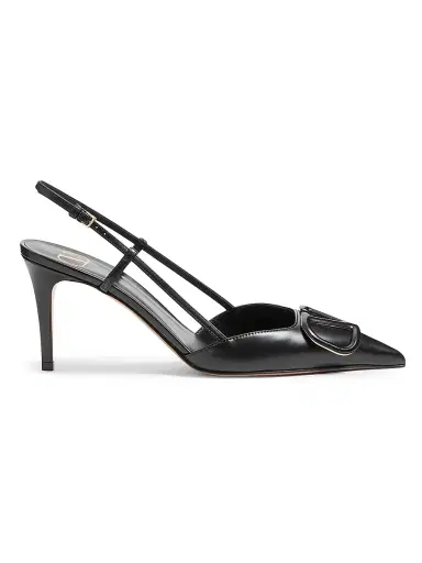 Valentino Garavani Women's VLogo Signature Calfskin 80MM Slingback Pumps - Poudre | Thumbnail 8