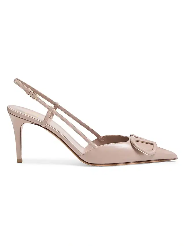 Women's VLogo Signature Calfskin 80MM Slingback Pumps - Poudre
