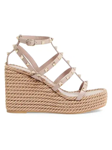 Valentino Garavani Women's Rockstud Wedge Sandals With Calfskin Straps 95MM - Light | Thumbnail 7 Valentino Garavani Women's Rockstud Wedge Sandals With Calfskin Straps 95MM - Light | Thumbnail 7