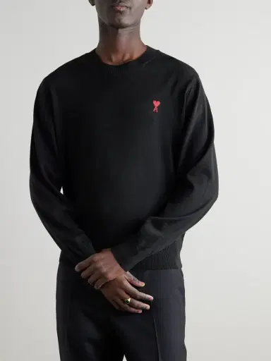 AMI PARIS ADC Logo-Embroidered Merino Wool Sweater - Men | Thumbnail 3 AMI PARIS ADC Logo-Embroidered Merino Wool Sweater - Men | Thumbnail 3