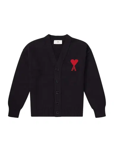 AMI PARIS Logo-Intarsia Virgin Wool Cardigan - Men | Thumbnail 1 AMI PARIS Logo-Intarsia Virgin Wool Cardigan - Men | Thumbnail 1