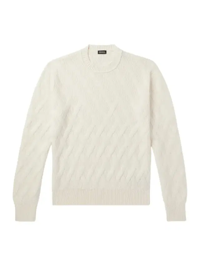 Zegna Logo-Appliquéd Leather-Trimmed Basketweave Cotton Sweater - Men