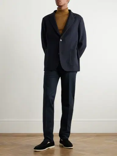Loro Piana Spagna Nehru-Collar Unstructured Cashmere-Blend Jersey Suit Jacket - Men | Thumbnail 2 Loro Piana Spagna Nehru-Collar Unstructured Cashmere-Blend Jersey Suit Jacket - Men | Thumbnail 2