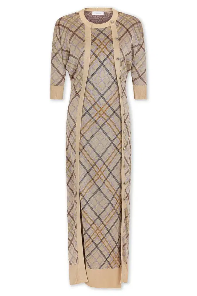 Rabanne CHECKERED DRESS WITH LONG CARDIGAN