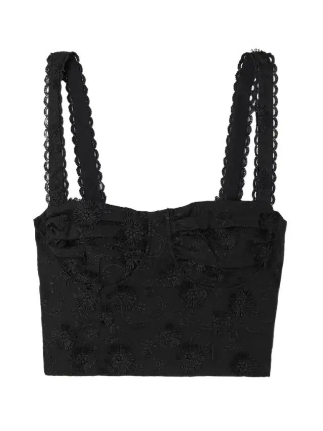 Cropped Embroidered Crepe Bustier Top - x large