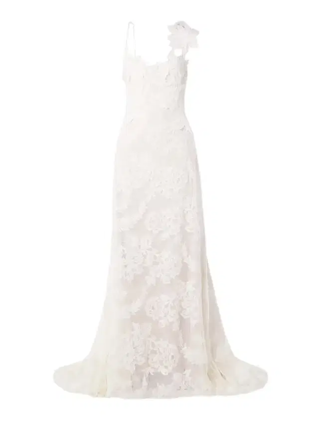 Edie Appliquéd Silk Chiffon-trimmed Cotton-blend Corded Lace Gown