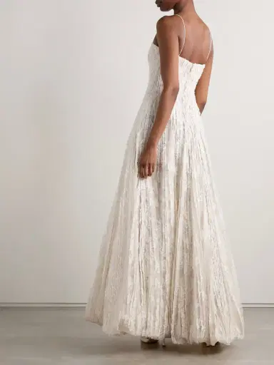Danielle Frankel Marlow Pintucked Cotton-blend Corded Lace Gown | Thumbnail 3 Danielle Frankel Marlow Pintucked Cotton-blend Corded Lace Gown | Thumbnail 3