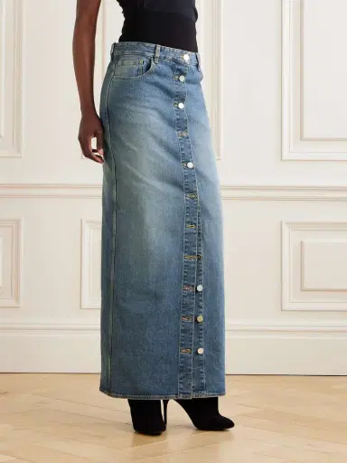 Alaïa Layered Jersey-trimmed Denim Maxi Skirt | Thumbnail 3 Alaïa Layered Jersey-trimmed Denim Maxi Skirt | Thumbnail 3