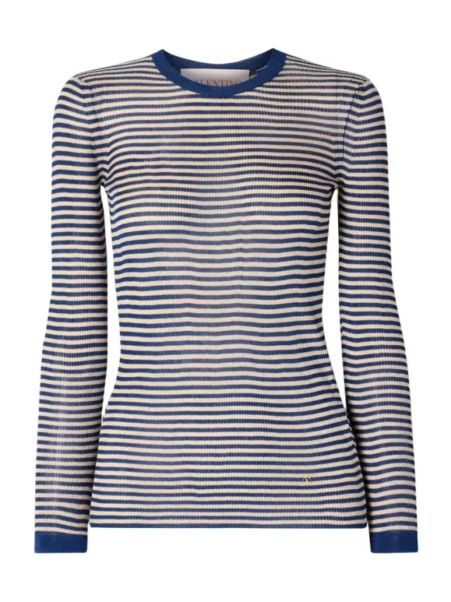 Ribbed Striped Silk Sweater