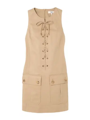 Chloé Lace-up Cotton Mini Dress | Thumbnail 1 Chloé Lace-up Cotton Mini Dress | Thumbnail 1