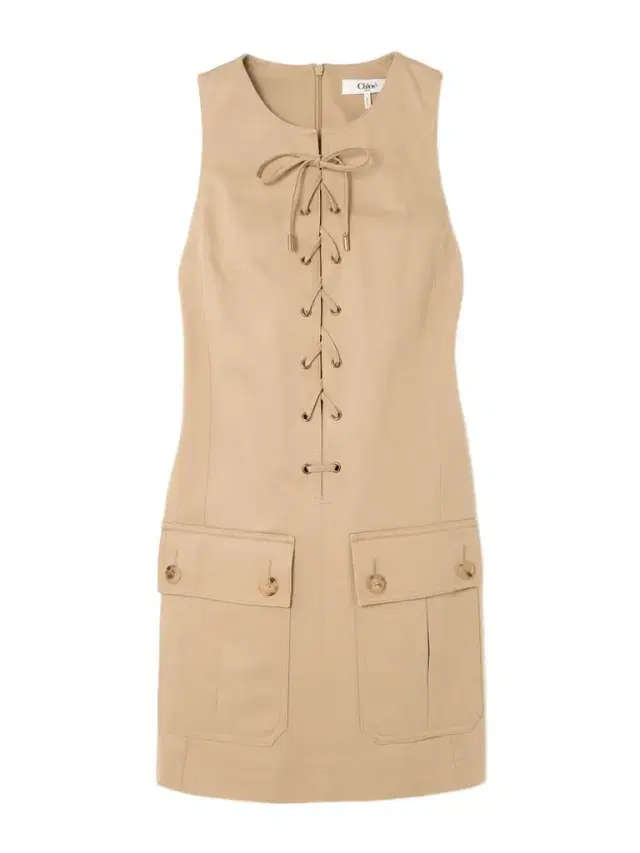 Lace-up Cotton Mini Dress