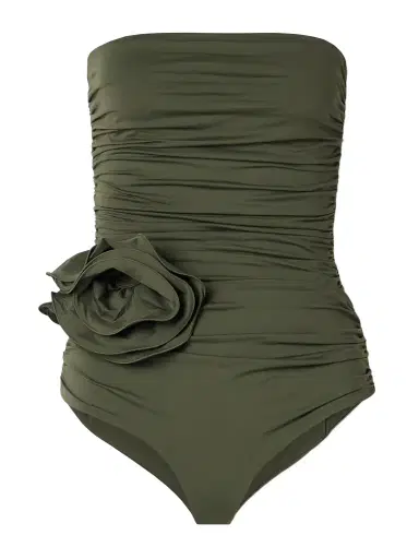 Magda Butrym Strapless Appliquéd Ruched Swimsuit | Thumbnail 1