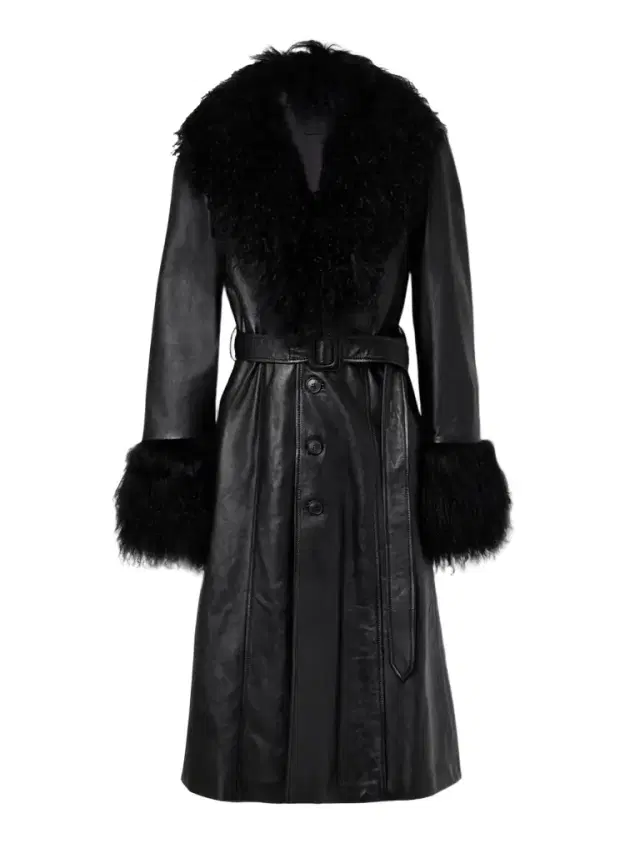 Solene Belted Shearling-trimmed Leather Coat