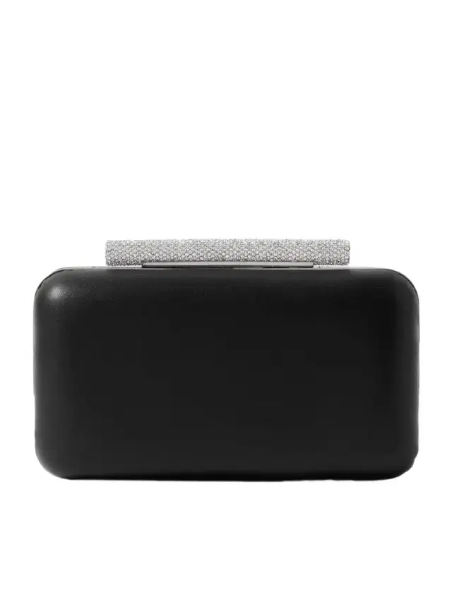 T-bar Crystal-embellished Leather Clutch