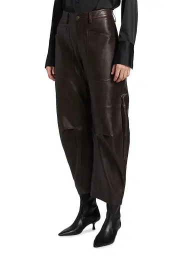 Nili Lotan Women's Shon Leather Pants - Dark Brown - Size 12 | Thumbnail 4 Nili Lotan Women's Shon Leather Pants - Dark Brown - Size 12 | Thumbnail 4
