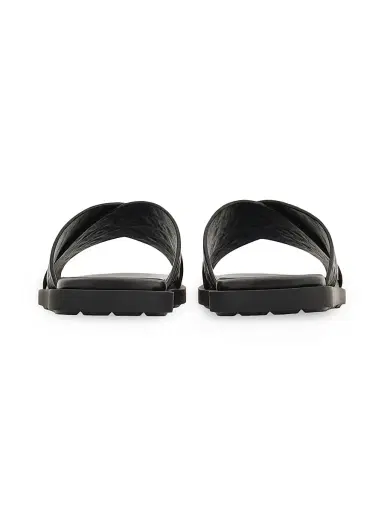 FERRAGAMO Men's Brise Hug Leather Sandals - Nero | Thumbnail 3