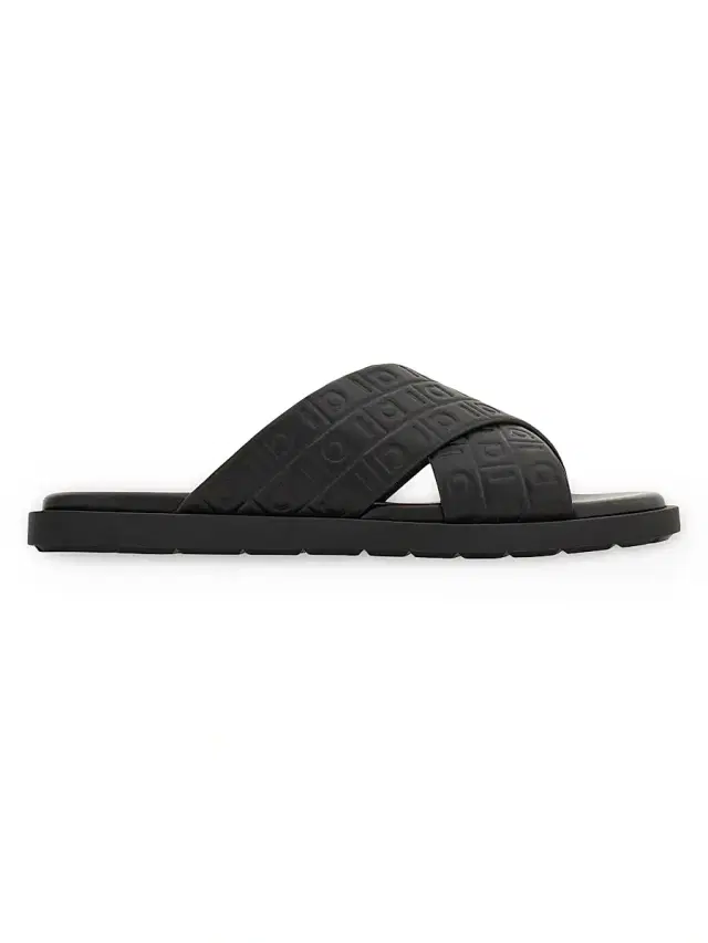 FERRAGAMO Men's Brise Hug Leather Sandals - Nero