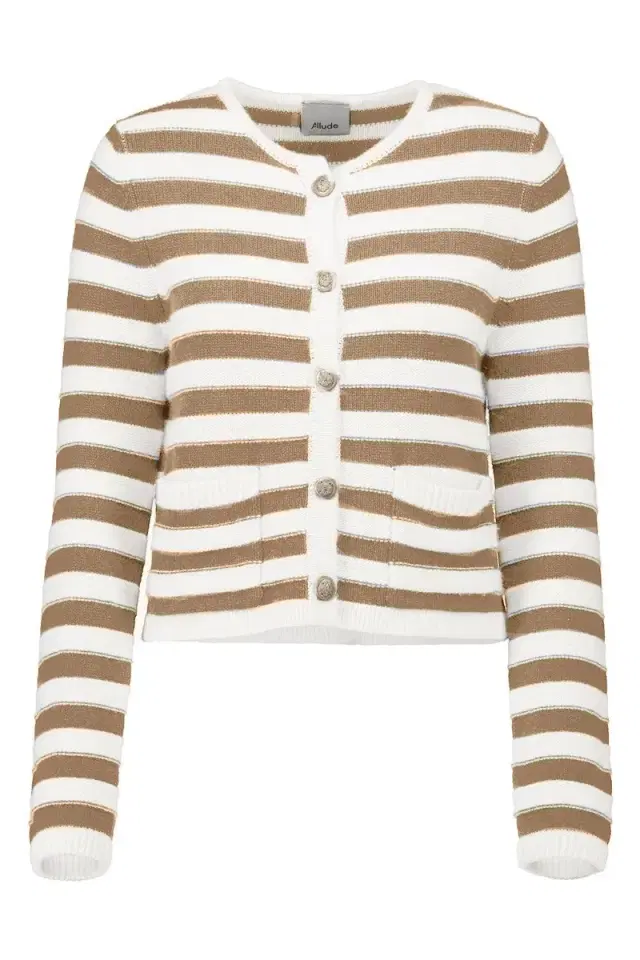 Allude CREWNECK BUTTON-UP CARDIGAN
