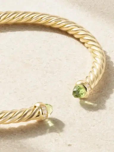 David Yurman Modern Cable 18-karat Gold, Peridot And Diamond Cuff | Thumbnail 3 David Yurman Modern Cable 18-karat Gold, Peridot And Diamond Cuff | Thumbnail 3