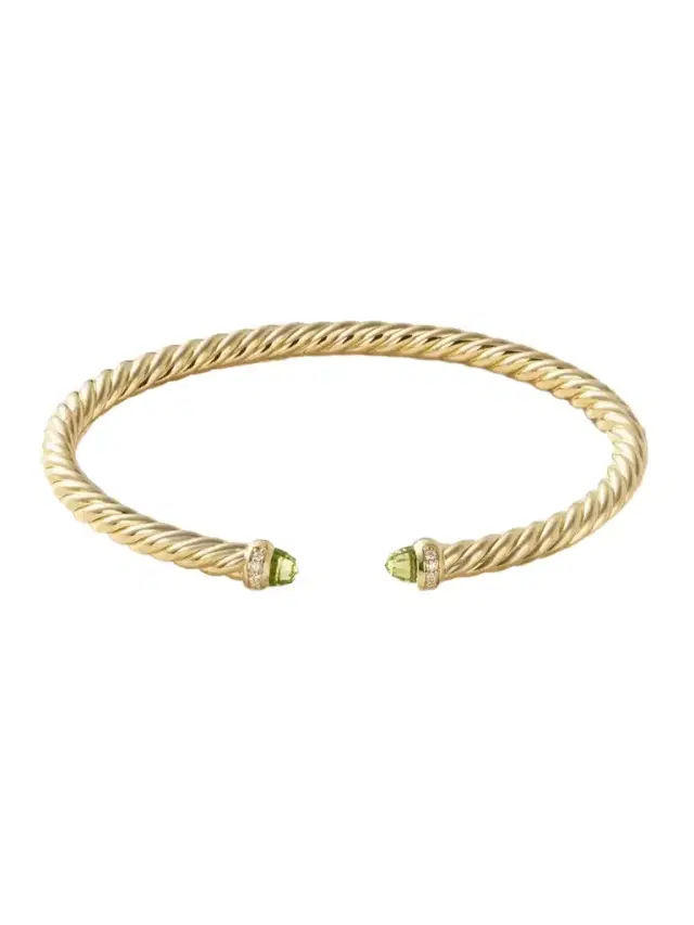 David Yurman Modern Cable 18-karat Gold, Peridot And Diamond Cuff