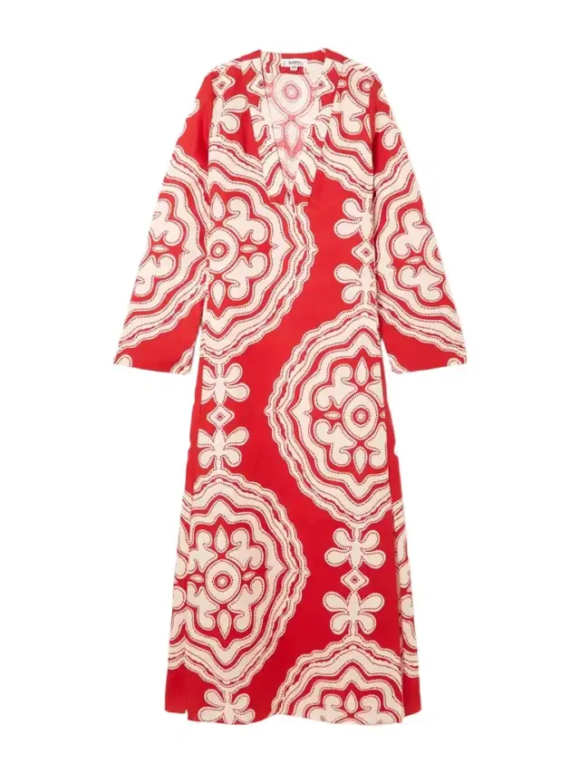 Theodora Printed Linen Maxi Dress
