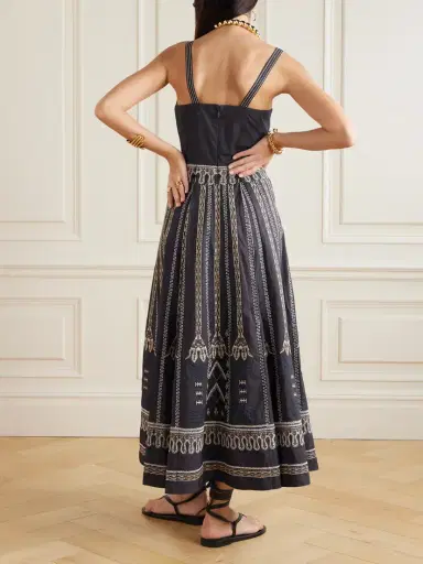 Emporio Sirenuse Elida Calliope Pleated Embroidered Cotton-blend Poplin Midi Dress | Thumbnail 3 Emporio Sirenuse Elida Calliope Pleated Embroidered Cotton-blend Poplin Midi Dress | Thumbnail 3