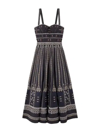 Emporio Sirenuse Elida Calliope Pleated Embroidered Cotton-blend Poplin Midi Dress | Thumbnail 1 Emporio Sirenuse Elida Calliope Pleated Embroidered Cotton-blend Poplin Midi Dress | Thumbnail 1