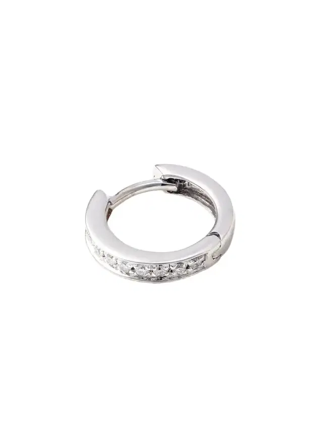 Small 18-karat White Gold Diamond Single Hoop Earring