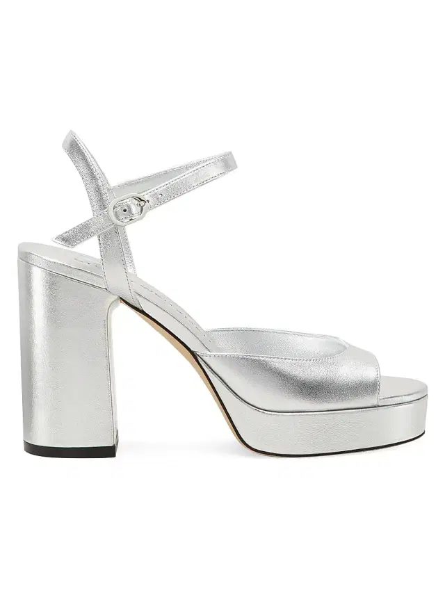 Stuart Weitzman Women's Dayna II 0MM Metallic Leather Platform Sandals - Silver