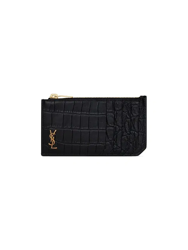 Saint Laurent Men's Crocodile-Embossed Leather Card Case - Nero