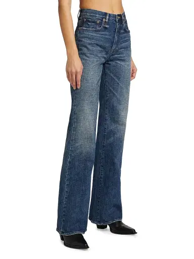 R13 Women's Jane Stretch High-Rise Straight-Leg Jeans - Mire Blue Stretch - Size 31 | Thumbnail 4 R13 Women's Jane Stretch High-Rise Straight-Leg Jeans - Mire Blue Stretch - Size 31 | Thumbnail 4