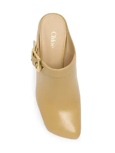 Chloé Women's Andrea 70MM Leather Mules - Sandy Brown | Thumbnail 4 Chloé Women's Andrea 70MM Leather Mules - Sandy Brown | Thumbnail 4