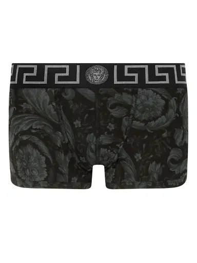 Versace Men's Stretch Cotton Boxer Briefs - Black Print - Size XL | Thumbnail 1