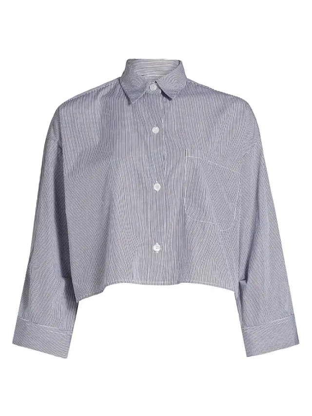 Women's Next Ex Striped Tailored Crop Top - Midnight White