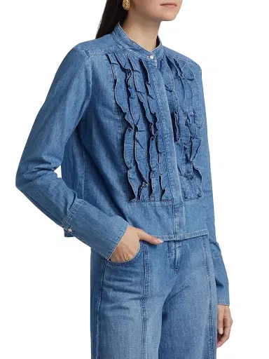TWP Women's Patti Ruffled Denim Top | Thumbnail 4 TWP Women's Patti Ruffled Denim Top | Thumbnail 4