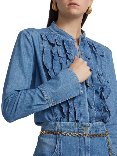 TWP Women's Patti Ruffled Denim Top | Thumbnail 6 TWP Women's Patti Ruffled Denim Top | Thumbnail 6