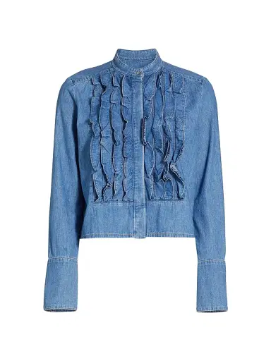 TWP Women's Patti Ruffled Denim Top | Thumbnail 1 TWP Women's Patti Ruffled Denim Top | Thumbnail 1