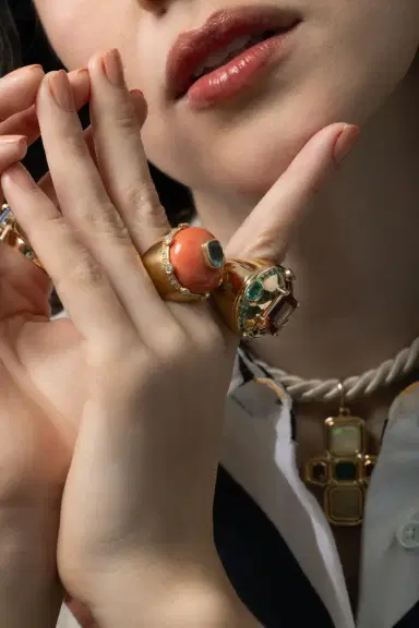 DENISE CASSOU Mint Tourmaline Coral Ring | Thumbnail 3
