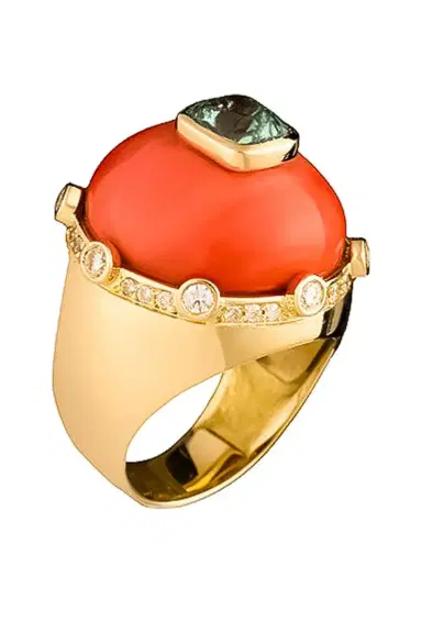 DENISE CASSOU Mint Tourmaline Coral Ring | Thumbnail 1