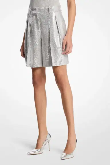Michael Kors Collection Sequin Pleated Shorts | Thumbnail 3