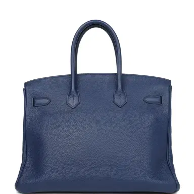 HERMÈS Pre-owned Hermes Birkin 35 Bleu Saphir Clemence Gold Hardware | Thumbnail 4 HERMÈS Pre-owned Hermes Birkin 35 Bleu Saphir Clemence Gold Hardware | Thumbnail 4